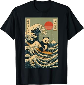 Panda Surfing Japanese T-Shirt