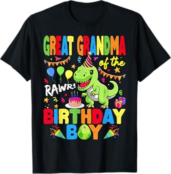 Great Grandma Of The Birthday Boy Dinosaur T-Rex RAWR T-Shirt