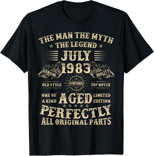 42nd Birthday Gifts For Men July 1983 42 Year Old Bday T-Shirt