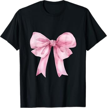 Coquette Pink Bow For Women Girls Cute Pink Coquette Bow T-Shirt