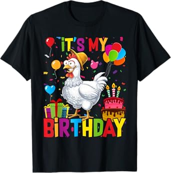 It's My Birthday, a Chicken Stamping Party for Girls T-Shirt