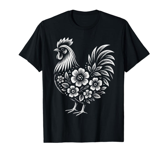 Chicken Floral Vintage Farm Girls Women Lover Cute Chicken T-Shirt