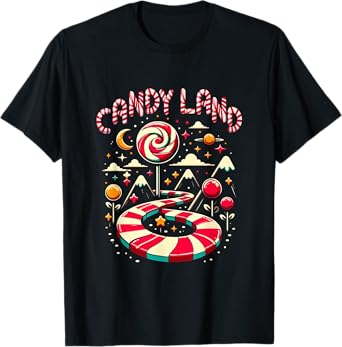 Xmas Candy Land Rainbow Trail Candy Cane Merry Christmas T-Shirt