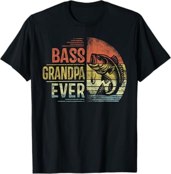 Bass Grandpa Ever Fishing Gifts Grandpa Birthday Vintage T-Shirt