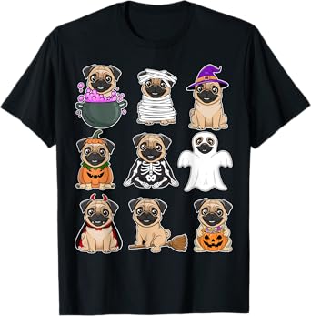 Pug Halloween Costume Spooky Ghost Pumpkin Pug Halloween T-Shirt
