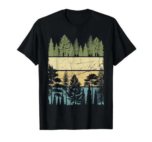 Vintage Forest Trees Wildlife Nature Hiking Camping T-Shirt