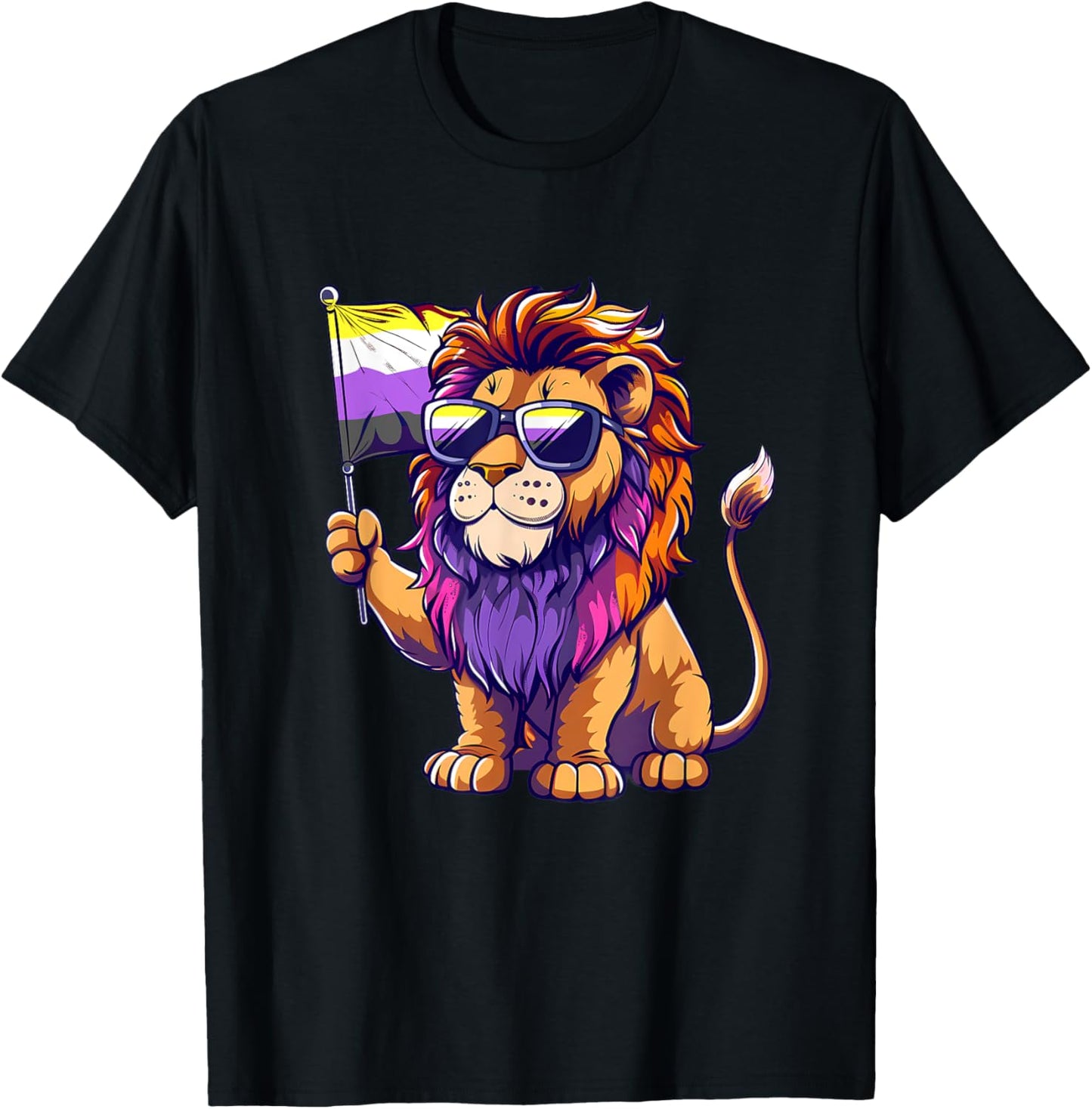 Nonbinary Lion LGBTQ Non Binary Pride LGBT Nonbinary Flag T-Shirt