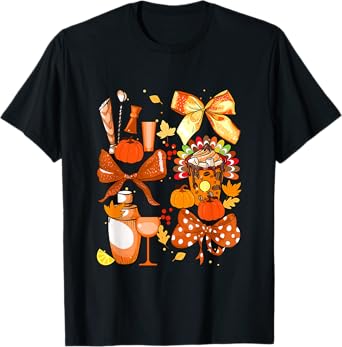Thanksgiving Collection Bartender Tools Bow Tie Pumpkins T-Shirt