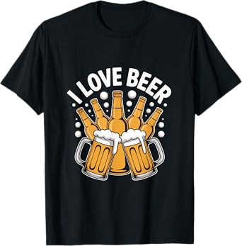 I Love Beer Enthusiast Graphic T-Shirt