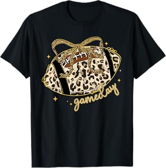 Camo Football Game Day Preppy Coquette Football Mom Women T-Shirt