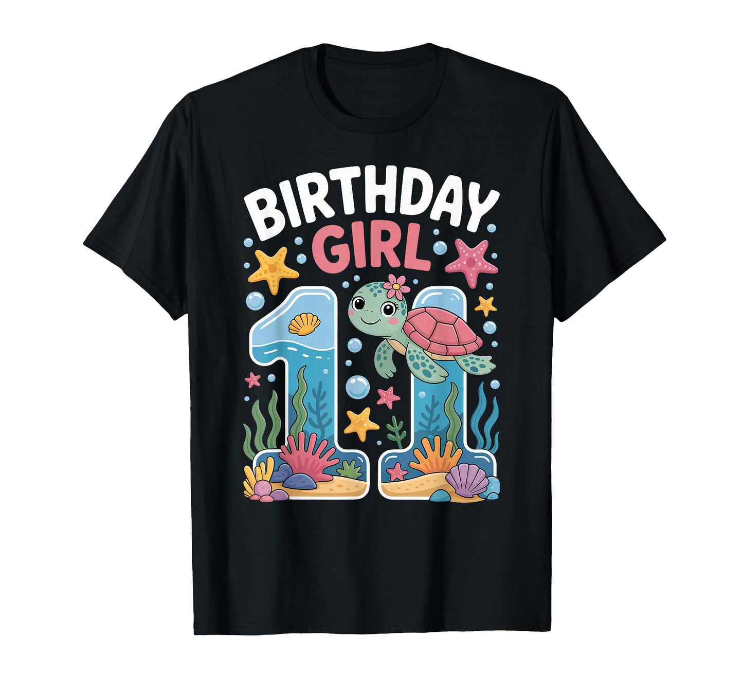 11 Year Old Birthday Girl 11th Sea Turtle Ocean T-Shirt