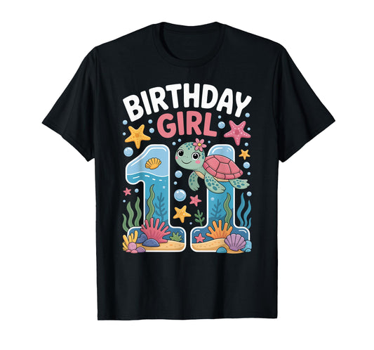 11 Year Old Birthday Girl 11th Sea Turtle Ocean T-Shirt