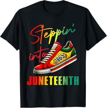 1865 Juneteenth Youth Shoes Steppin' Into Like My Ancestors T-Shirt