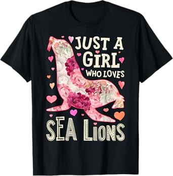 Sea Lion Just A Girl Who Loves Animal Flower Women Floral T-Shirt