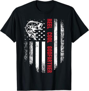 Reel Cool Godfather American Flag Fishing Father's Day Gift T-Shirt