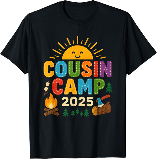 Cousin Camp 2025 Family Vacation Summer Camping Crew T-Shirt