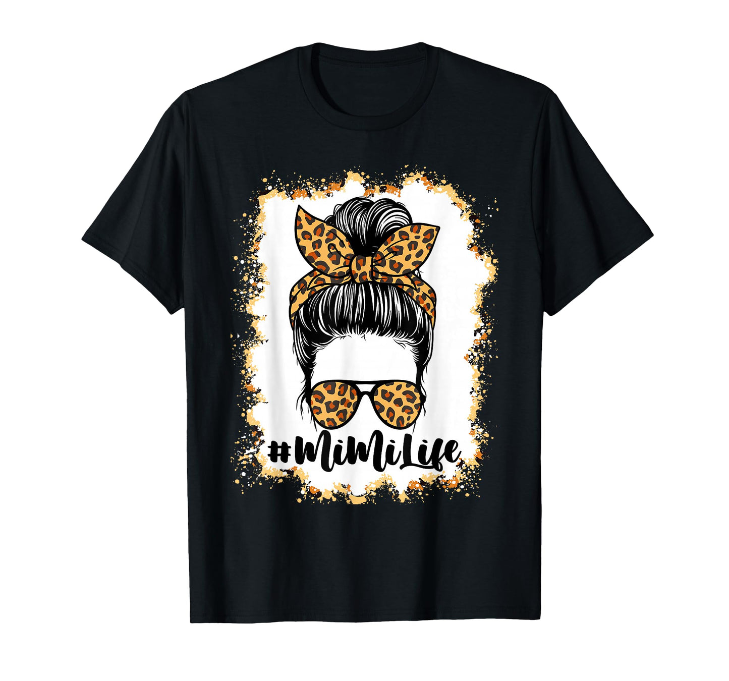Mimi Life Hair Bandana Glasses Leopard Print Mother's Day T-Shirt