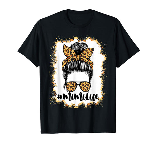 Mimi Life Hair Bandana Glasses Leopard Print Mother's Day T-Shirt