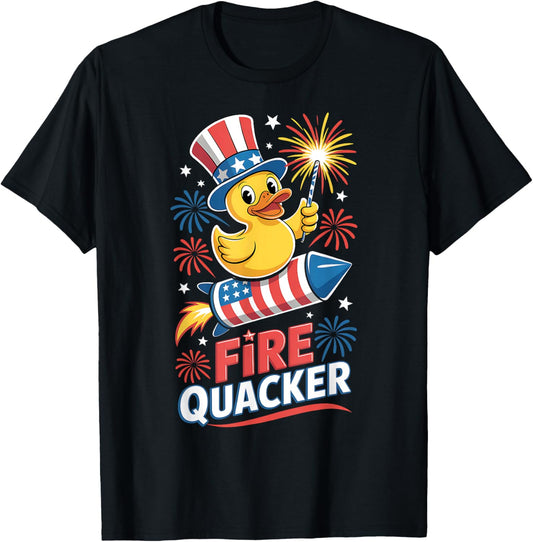 Funny 4th Of July Duck Firequacker Patriotic Fourth Of July T-shirt