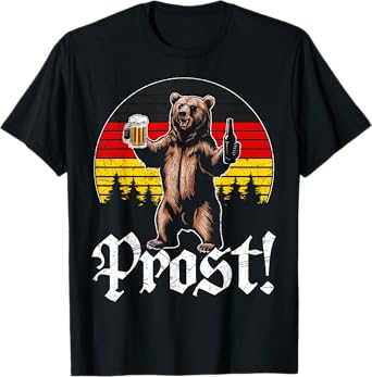 Funny Oktoberfest Cheers Bear Retro Vintage Drinking Costume T-Shirt