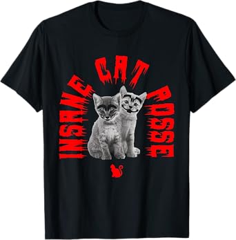 Insane Cat Posse Scary Cat Wear Horror Mask Spooky T-Shirt for Men Women