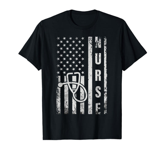 Funny American Flag Nurse Day Idea Nurses Life T-Shirt