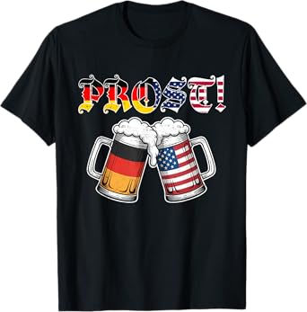 Prost German American Flag Beer Mug Oktoberfest Drinking T-Shirt