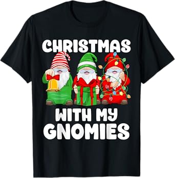 Christmas With My Gnomies Santa Gnome Funny Family Xmas Kids T-Shirt