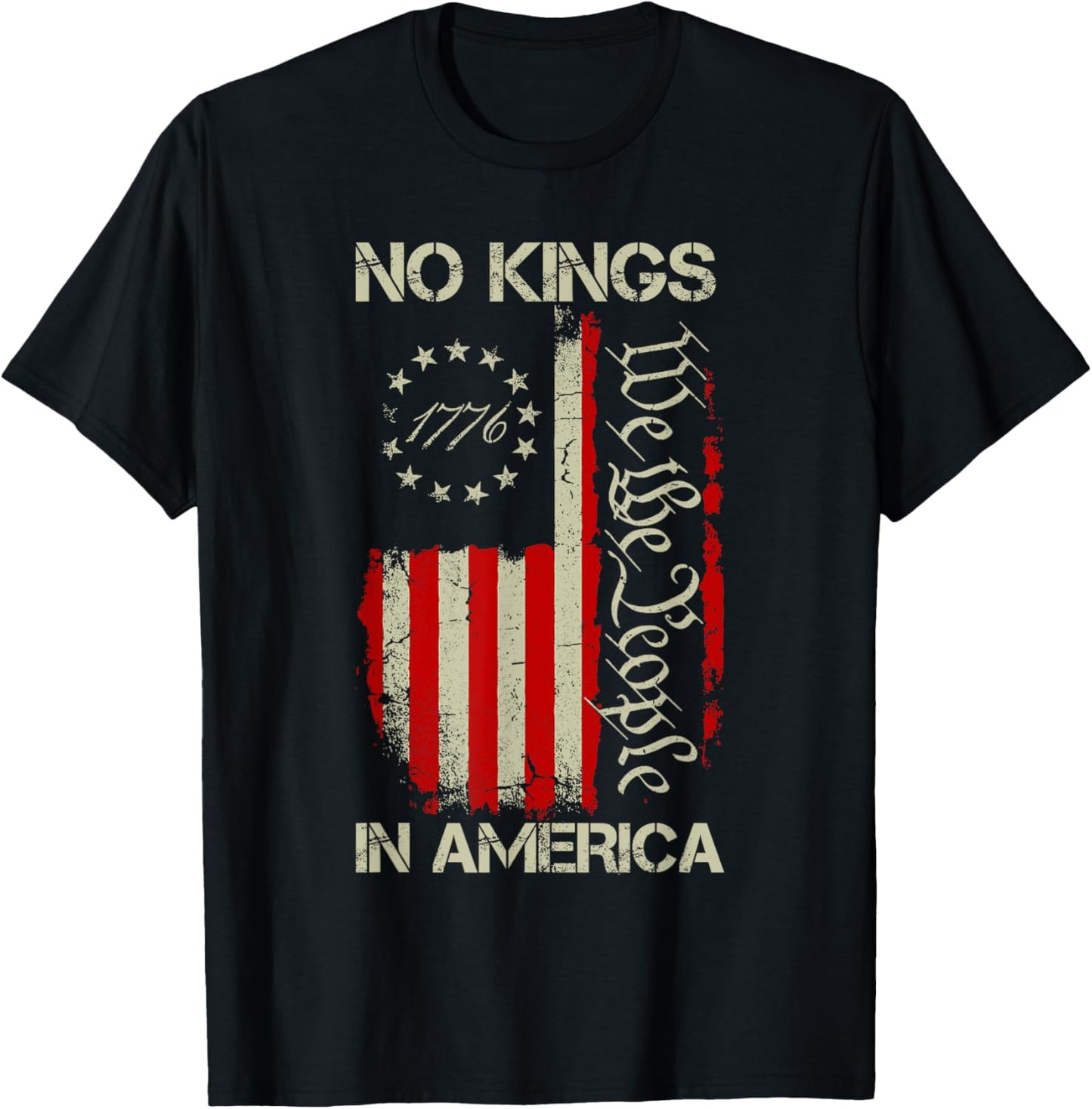 Retro June 14th No Kings In America 1776 USA Flag Men Women T-Shirt