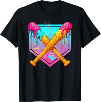 Baseball Drip For Boys Ice Cream Drip Youth Boys Baseball T-Shirt