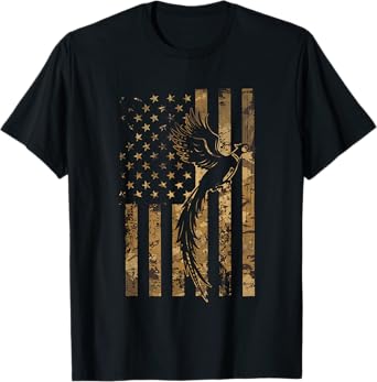Pheasant Bird Hunter American Flag Camouflage Pheasant Hunt T-Shirt