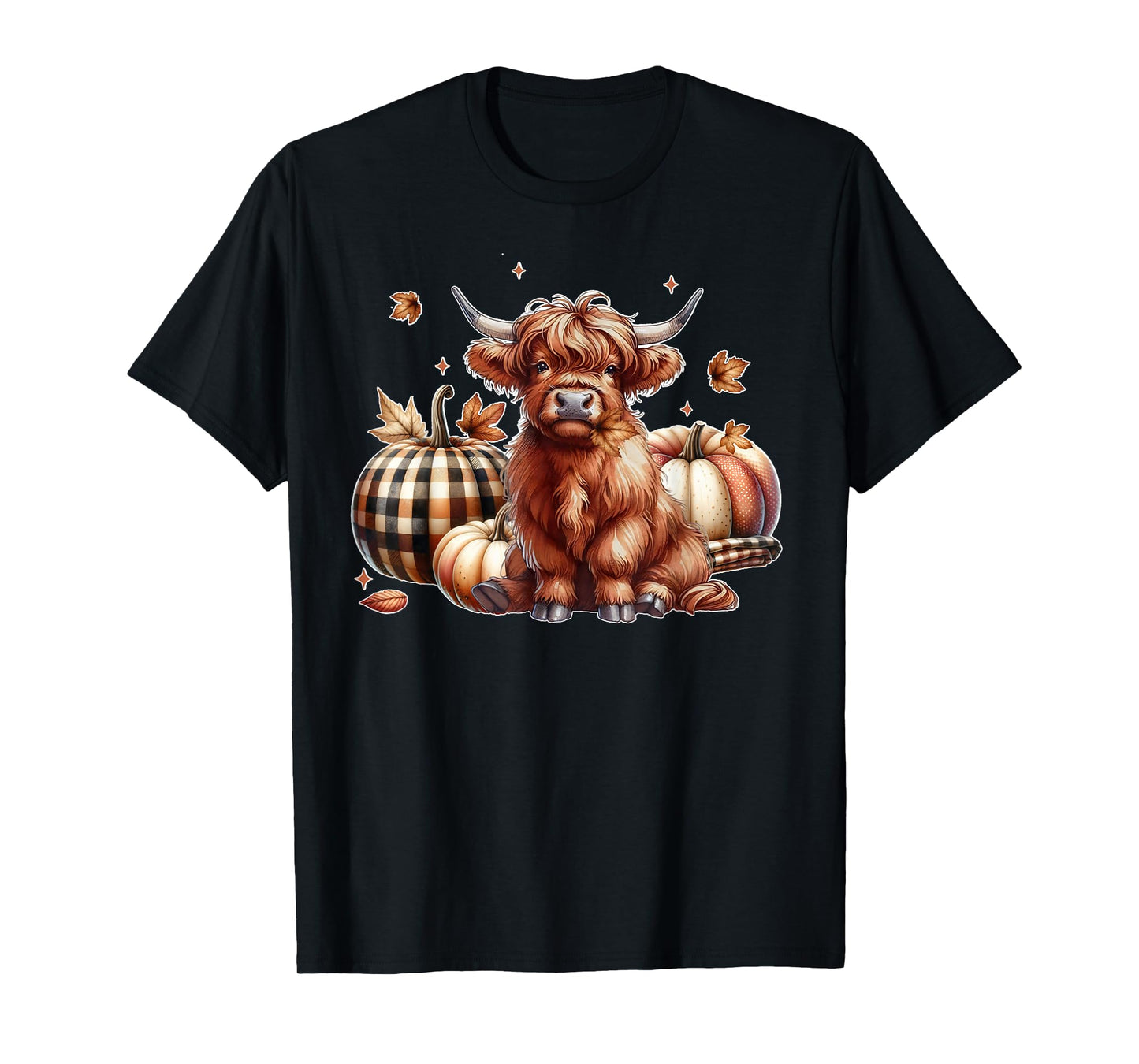 Howdy Fall Western Farm Country Highland Cow Autumn Pumpkin T-Shirt