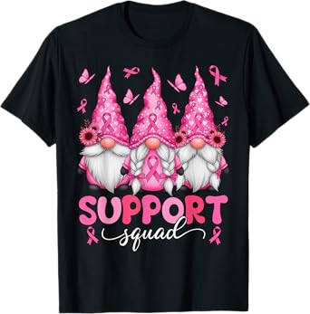 Support Squad Gnomes Breast Cancer Awareness Men Women Kids T-Shirt