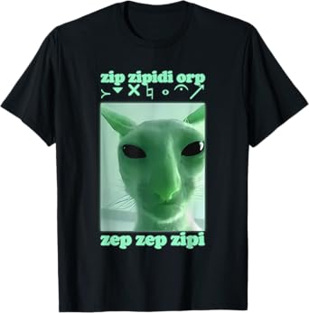 Funny Alien Cat Dank Meme Cringe Cat Woman Man Kids T-Shirt