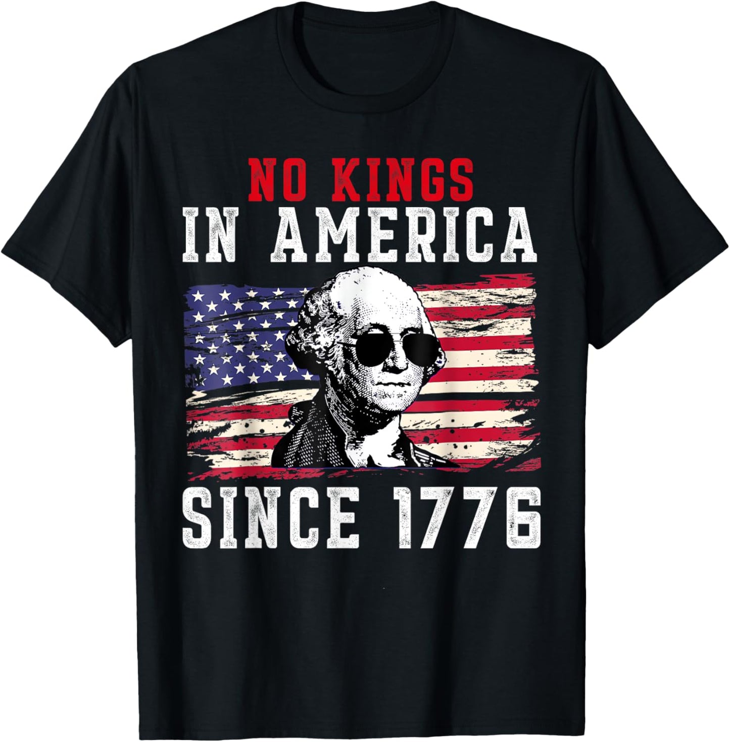 No Kings In America Since 1776 Distressed Usa Flag Vintage T-shirt