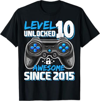 10th Birthday Boy Level 10 Gamer 10 Year Video Game Party T-Shirt