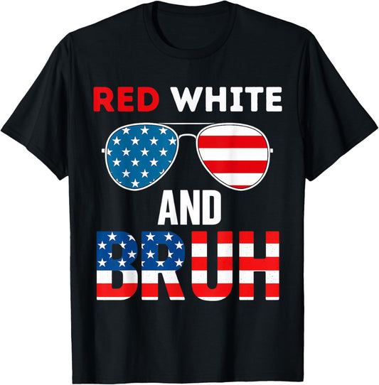 Red White And Bruh 4th Of July Usa Boys Patriotic Kids T-shirt