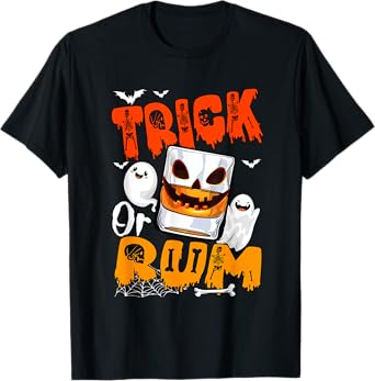 Trick Or Rum Halloween Drunker Rum Glasses Boo Ghosts T-Shirt