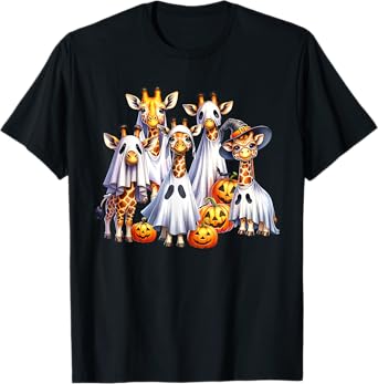 Spooky Ghost Giraffe Halloween Funny African Animal Lover T-Shirt