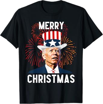 Funny Joe Biden Merry Christmas For Fourth Of July T-Shirt
