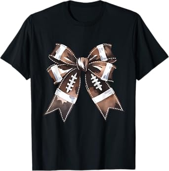 American Football Coquette Bow Cute Football Game T-Shirt