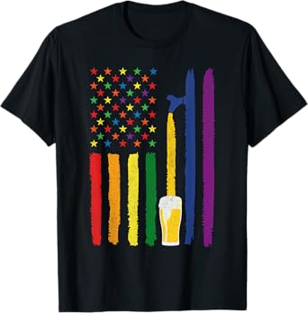 Craft Beer American Flag USA Patriotic 4th of July Gay Pride Women Men T-Shirt