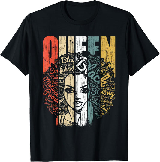 Juneteenth Shirts Women Black History Outfit Educated Queen T-Shirt