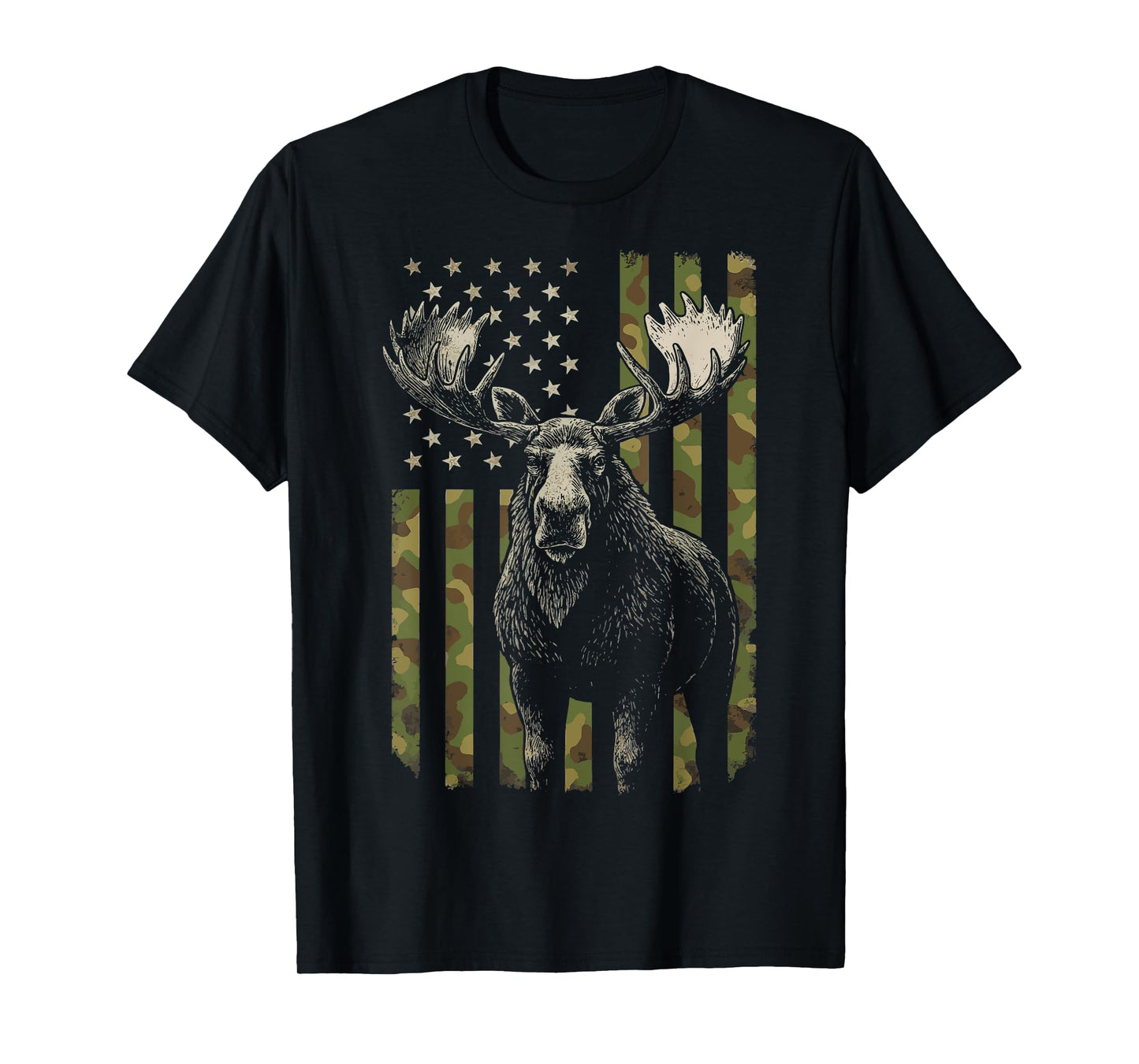 Moose USA Flag Alaska Wildlife T-Shirt