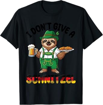 Sloth Lederhosen Beer I Don't Give A Schnitzel Oktoberfest T-Shirt