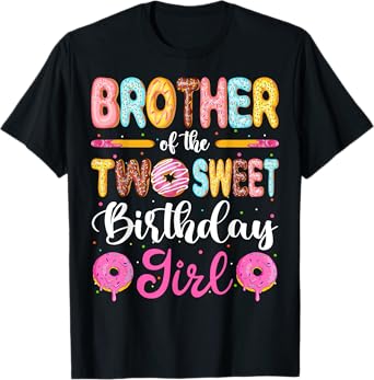Brother Of The Two Sweet Birthday Girl Donut 2nd Birthday T-Shirt