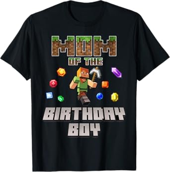 Mom Of The Birthday Boy Video Gamer Pixel Number T-Shirt