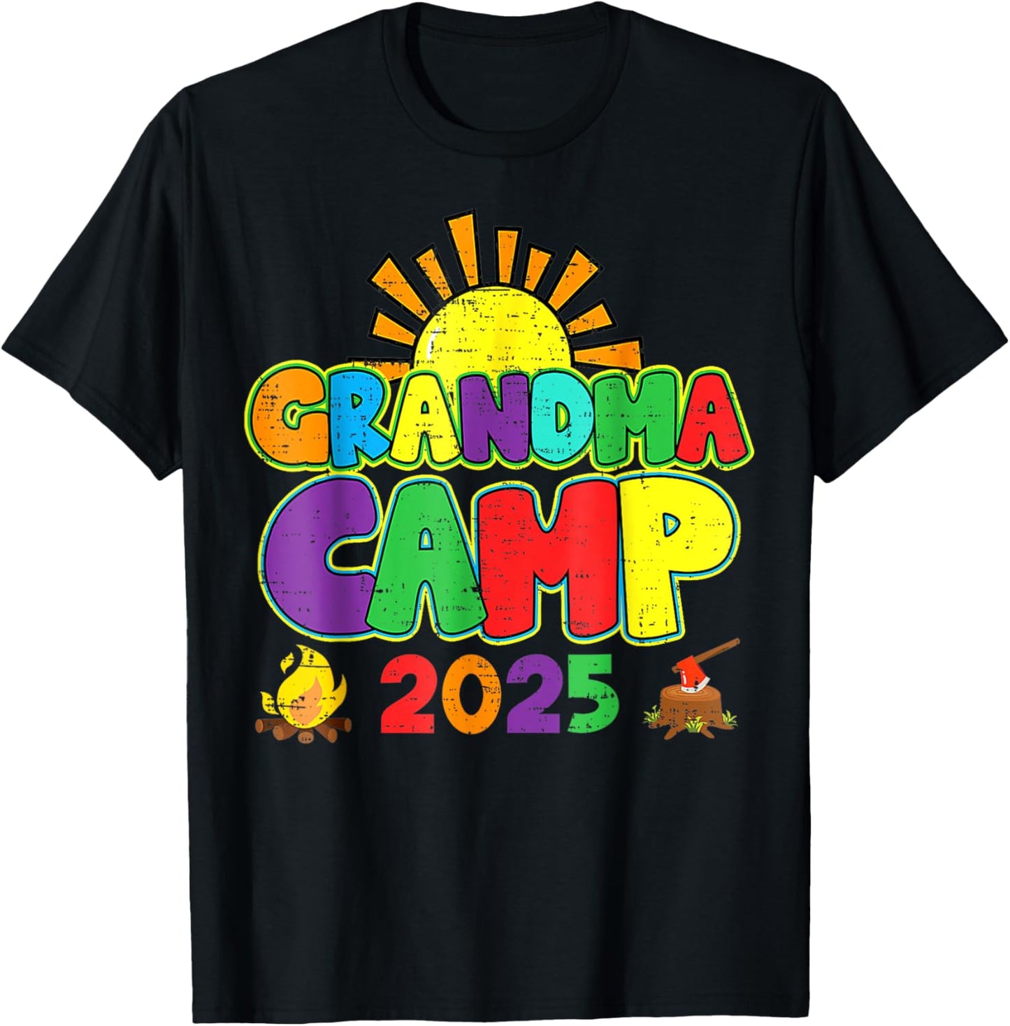 Grandma Camp 2025 Summer Camping Vacation T-Shirt
