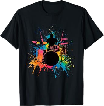 Drummer Colorful Drums Drumming Music Lover T-Shirt
