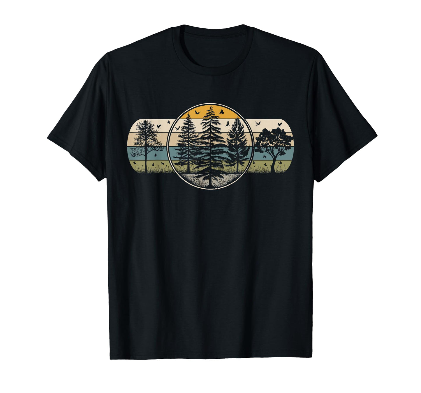 Trees Wildlife Nature Vintage Forest Hiking Camping Outdoor T-Shirt
